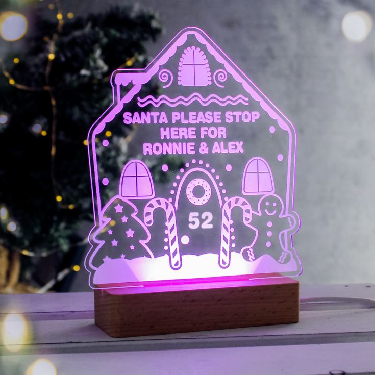 Personalised Gingerbread House Christmas Wooden Based LED Light product image