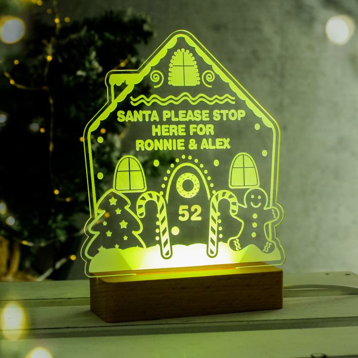 Personalised Gingerbread House Christmas Wooden Based LED Light product image