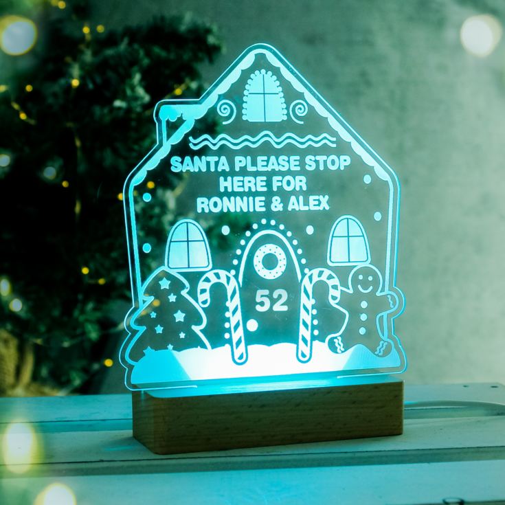 Personalised Gingerbread House Christmas Wooden Based LED Light product image