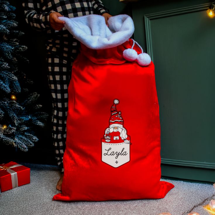 Personalised Gonk Family Red Christmas Sack - Female product image