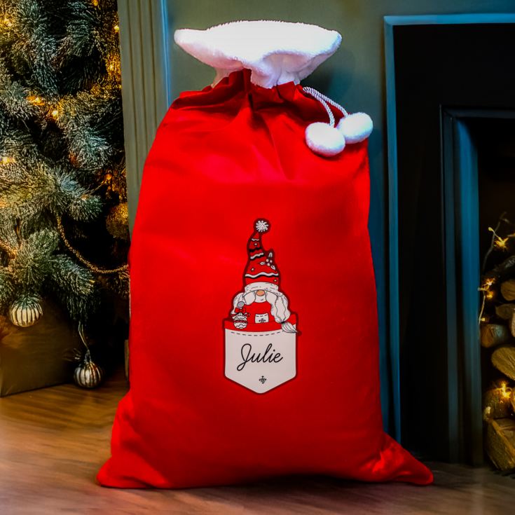 Personalised Gonk Family Red Christmas Sack - Female product image
