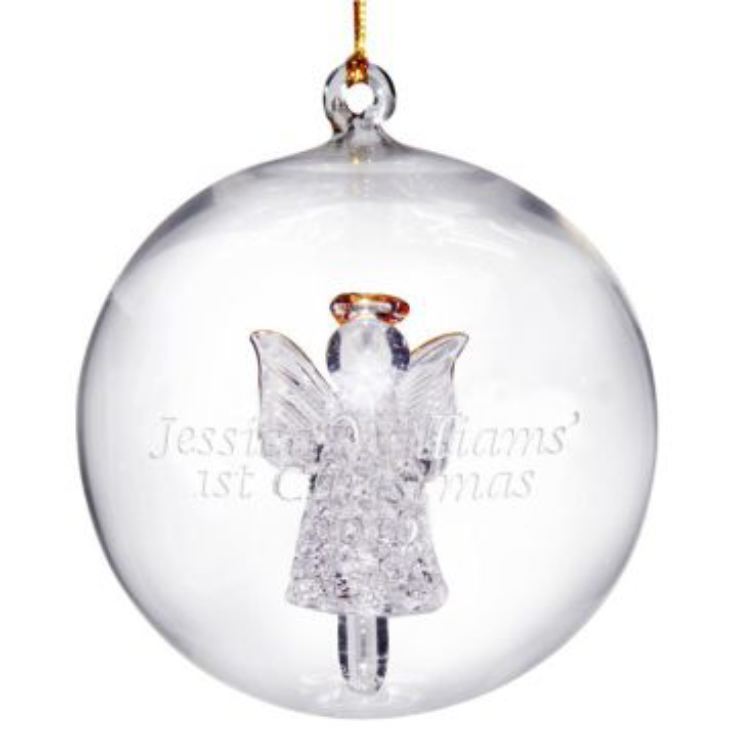 Personalised Glass Angel Christmas Bauble product image