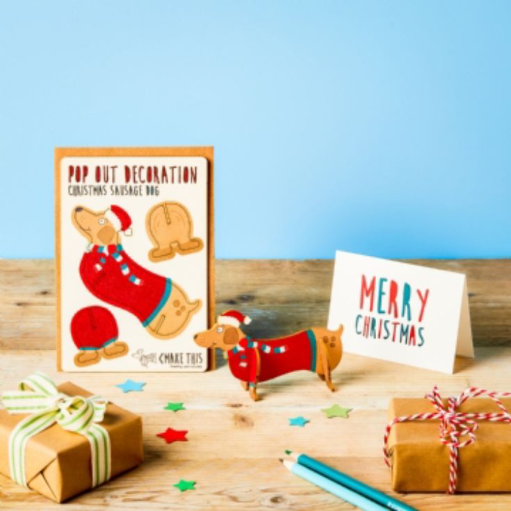 Pop Out Decoration Sausage Dog Christmas Card product image