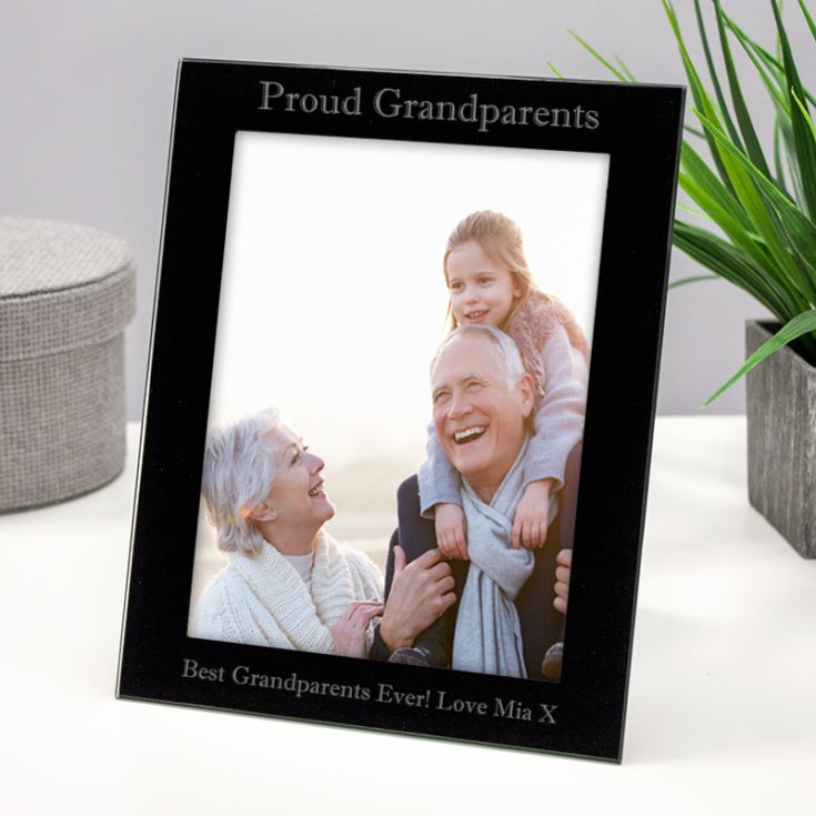 Personalised Proud Grandparents Black Glass Photo Frame product image