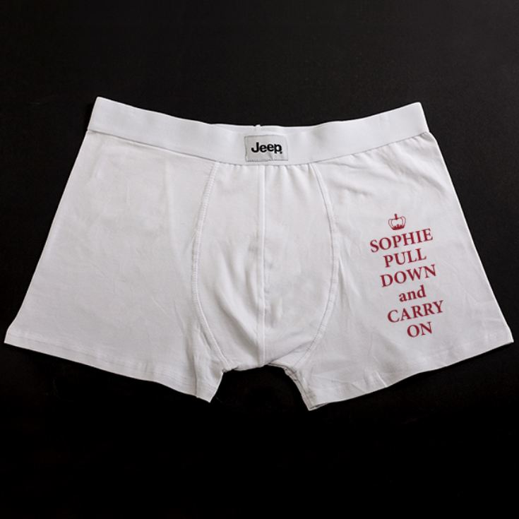 Personalised Pull Down And Carry On Boxer Shorts product image