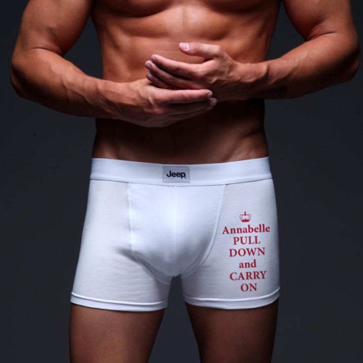 Personalised Pull Down And Carry On Boxer Shorts product image
