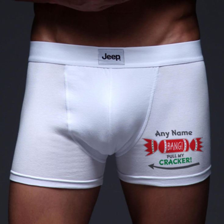 Personalised Pull My Cracker Christmas Boxer Shorts product image