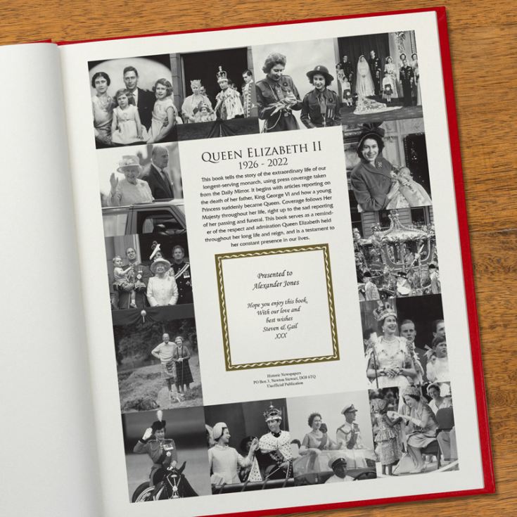 Queen Elizabeth Memorial Newspaper Book – Red Cloth product image