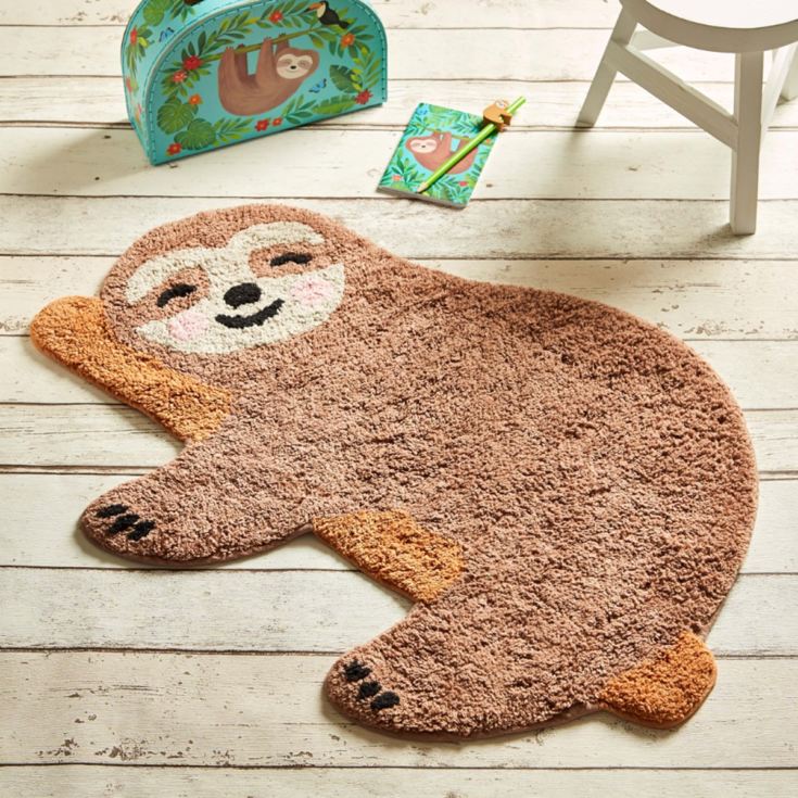 Personalised Embroidered Happy Sloth Chill Zone Rug product image