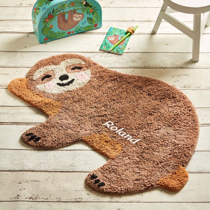 Personalised Embroidered Happy Sloth Chill Zone Rug product image