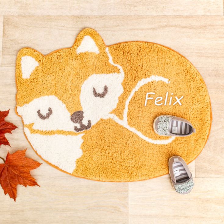 Embroidered Personalised Woodland Fox Rug product image