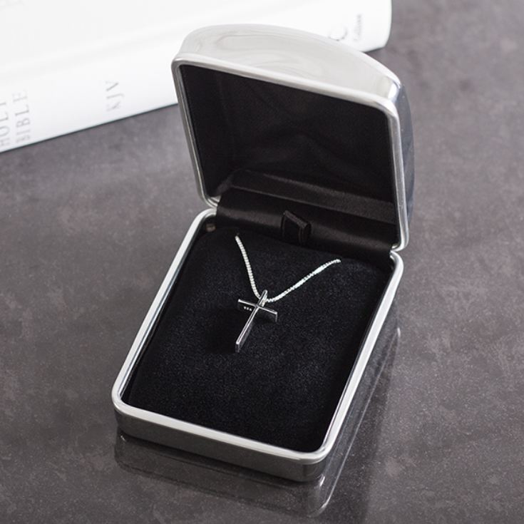 Solid Silver Classic Cross In Personalised Box product image