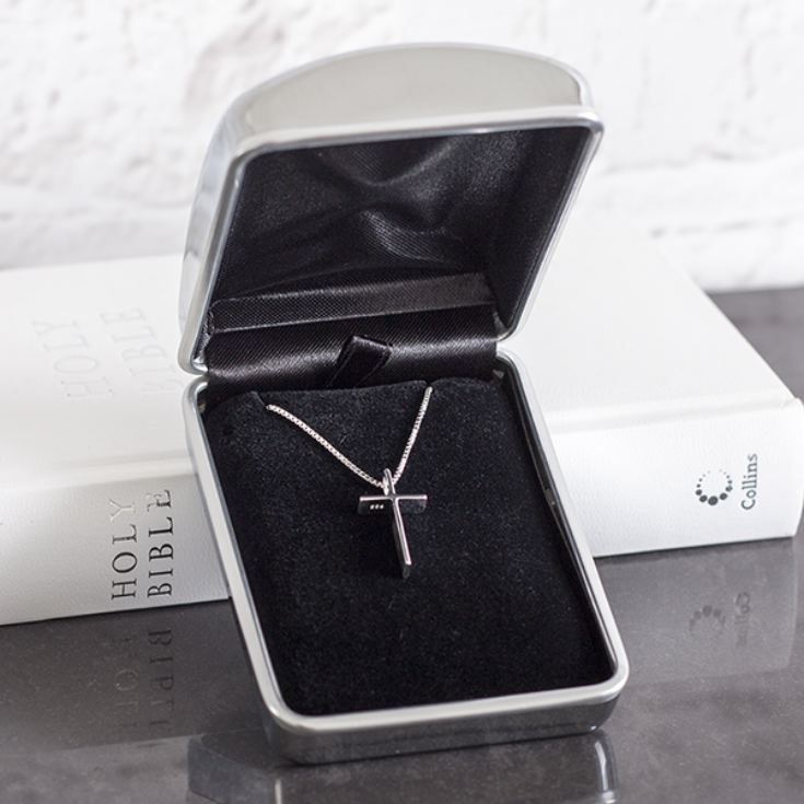 Solid Silver Classic Cross In Personalised Box product image