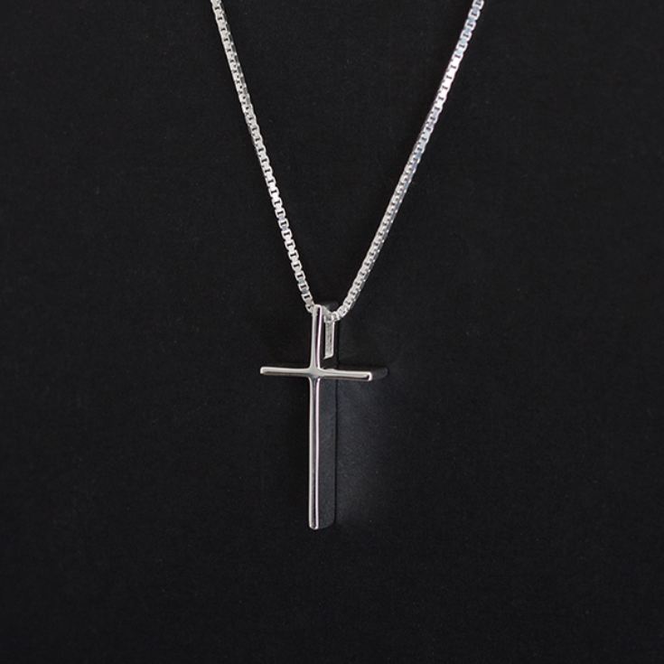 Solid Silver Classic Cross In Personalised Box product image