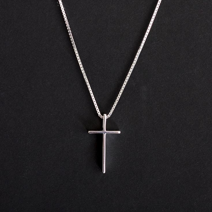 Solid Silver Classic Cross In Personalised Box product image