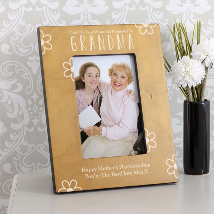 Personalised Best Mums Promoted To Grandma Wooden Photo Frame product image