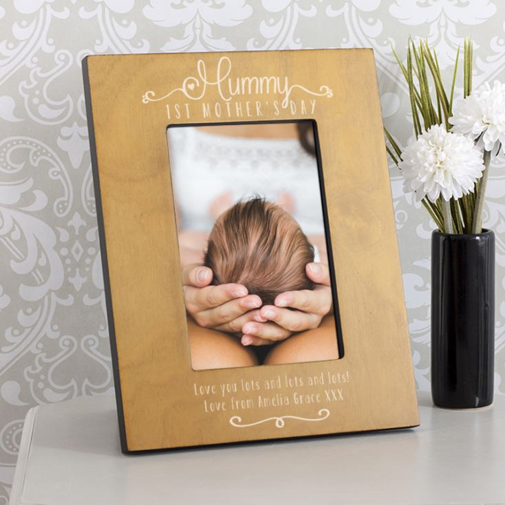 Personalised Mummy 1st Mother's Day Wooden Photo Frame