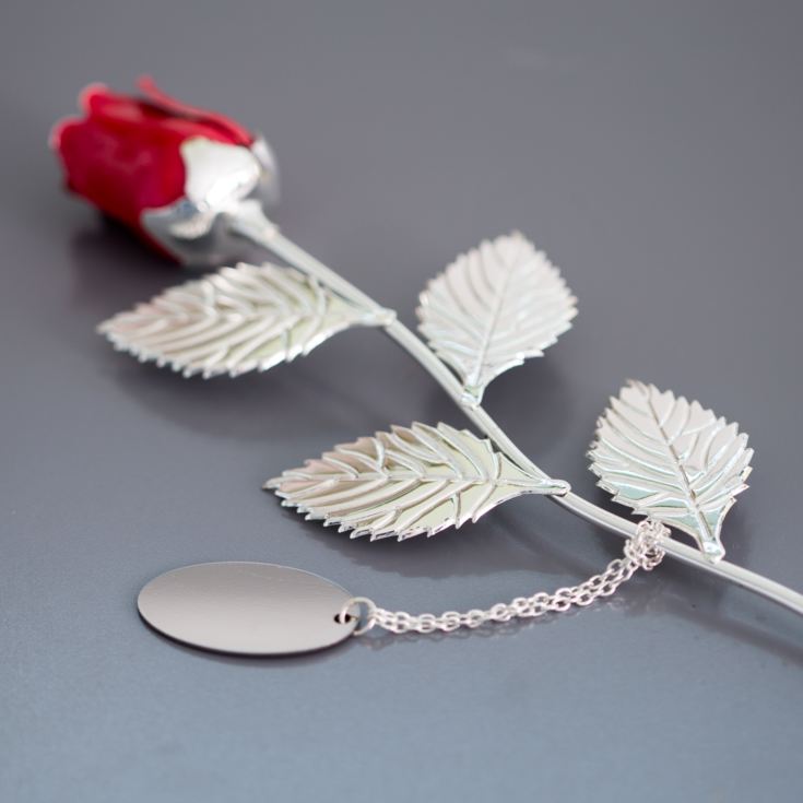 Personalised Silver Plated Rose With Red Bud product image