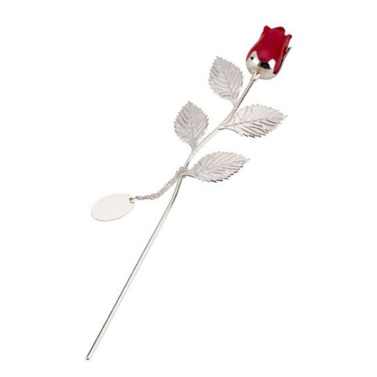 Silver Plated Personalised Large Single Red Rose Wedding Anniversary Mothers Day 