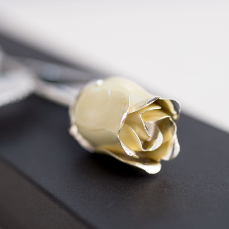 Personalised Silver Plated Rose With Pearl Bud product image