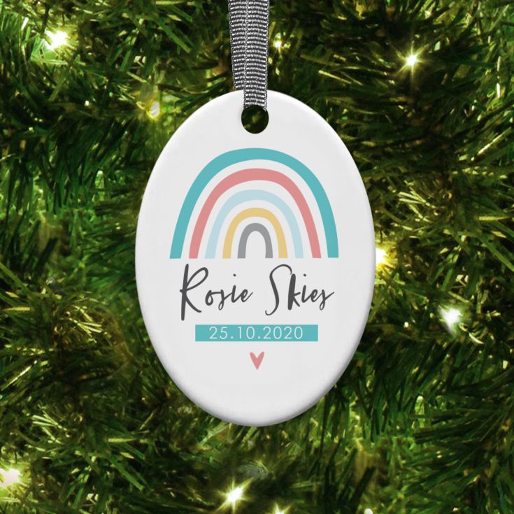 Personalised Rainbow Oval Hanging Ornament product image