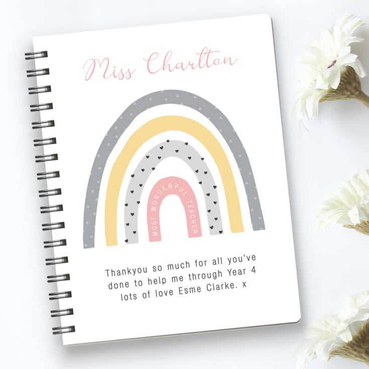 Personalised Rainbow Design Teacher Notebook product image