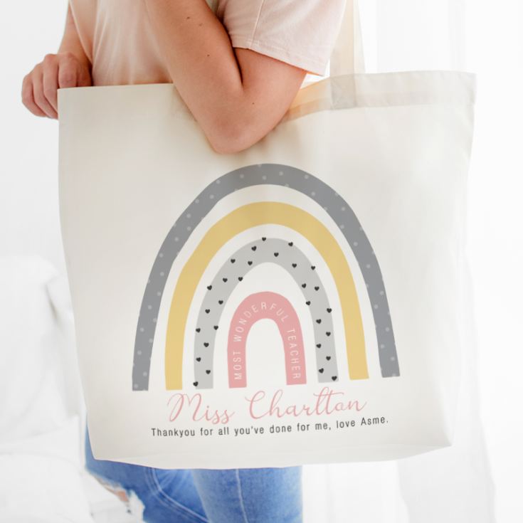 Personalised Rainbow Design Teacher Shopping Bag product image