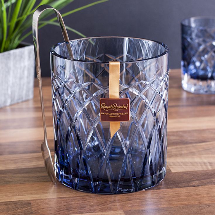 Royal Brierley Luxury Cut Crystal Harris Ink Blue Ice Bucket The Gift