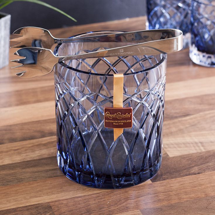 Royal Brierley Luxury Cut Crystal Harris Ink Blue Ice Bucket The Gift