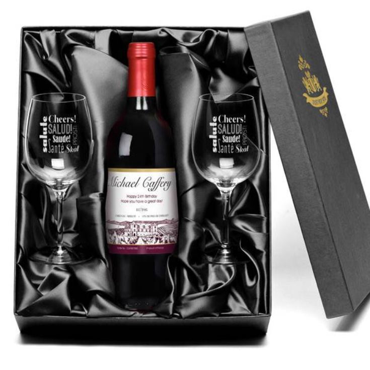 Personalised Red Wine and Glasses Gift Set product image