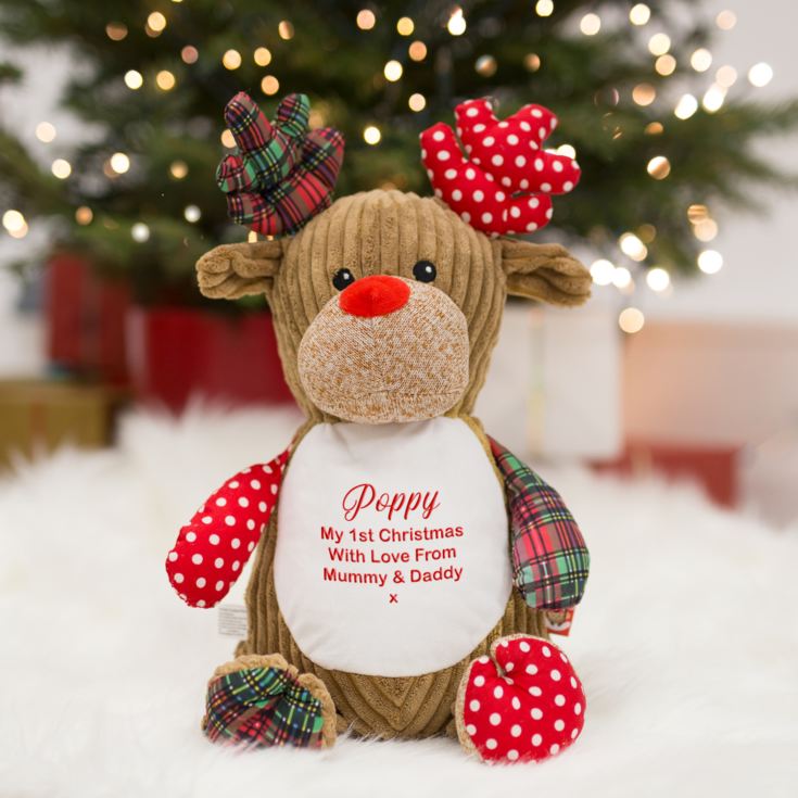 Personalised Embroidered First Christmas Large Teddy Bear Reindeer Santa 2019 