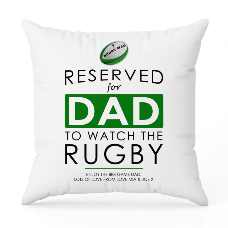 Personalised Reserved For Dad Rugby Cushion product image