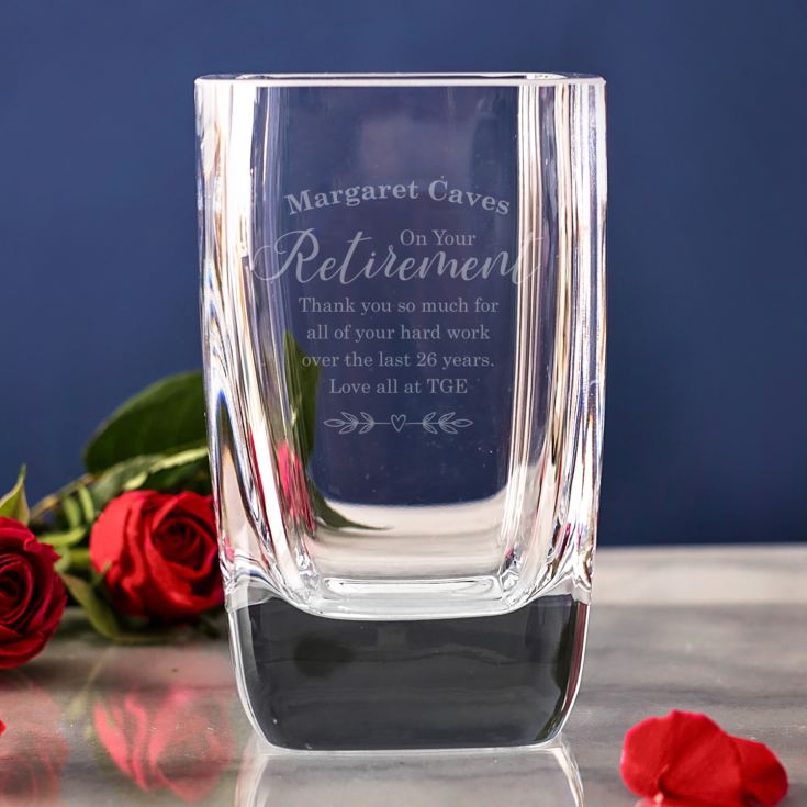 Personalised On Your Retirement Glass Vase The Gift Experience