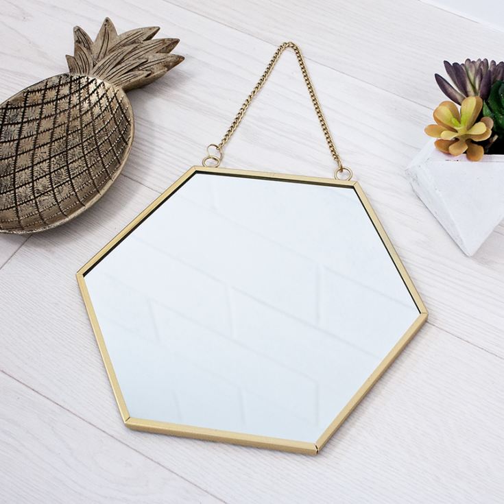 Personalised Touch of Gold Hexagon Mirror product image