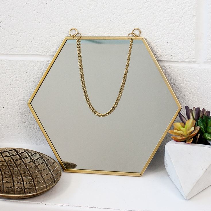 Personalised Touch of Gold Hexagon Mirror product image