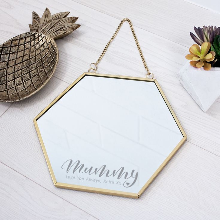 Personalised Touch of Gold Mummy Hexagon Mirror product image