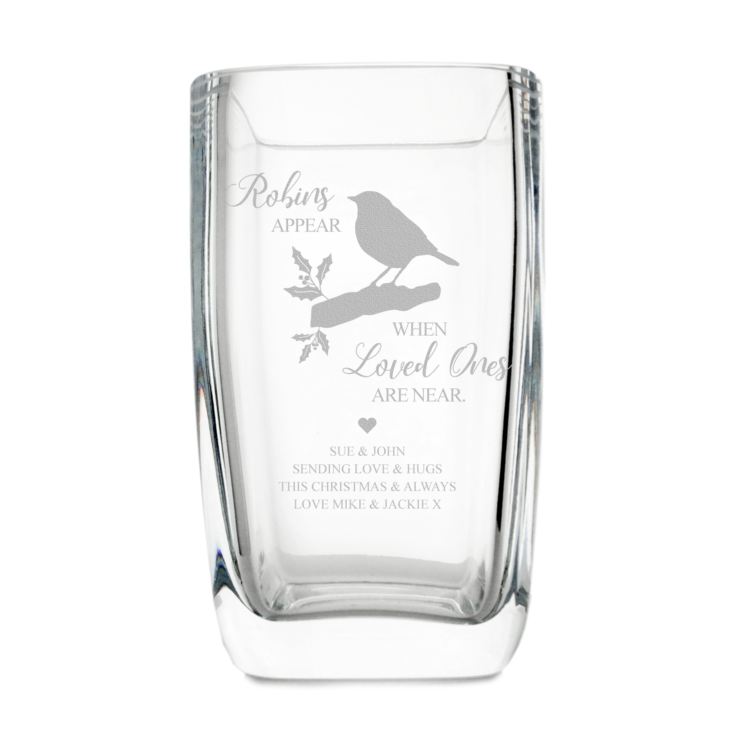 Engraved Robins Appear When Loved Ones Are Near Glass Vase product image