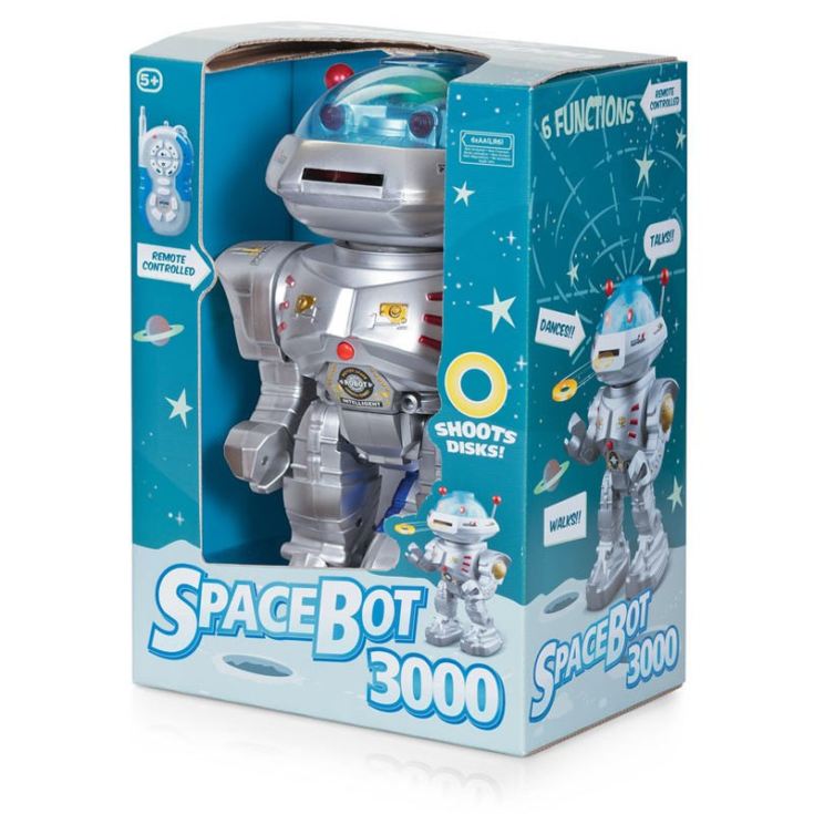 Remote Controlled SpaceBot 3000 Robot who Walk Talk and Shoot discs