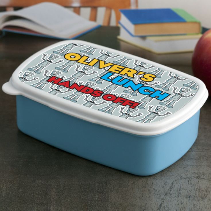 Personalised Hands Off Robot Lunch Box product image