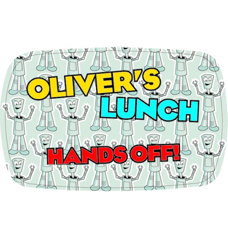 Personalised Hands Off Robot Lunch Box product image