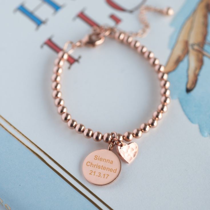 Personalised Rose Gold Christening Bracelet product image