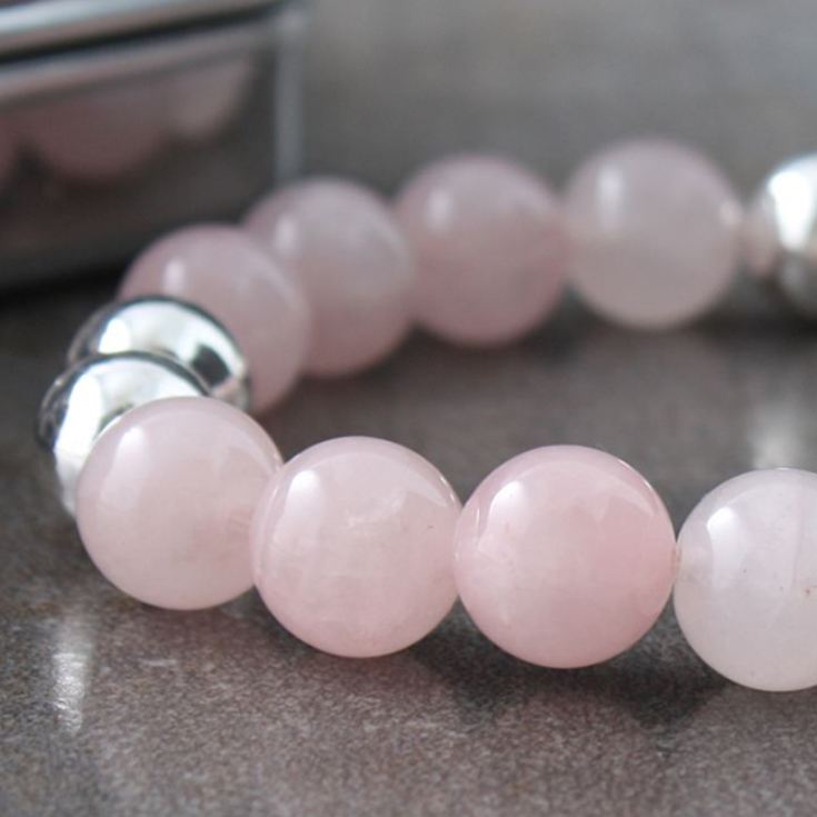 30th Birthday Rose Quartz Bracelet With Personalised Presentation Box product image