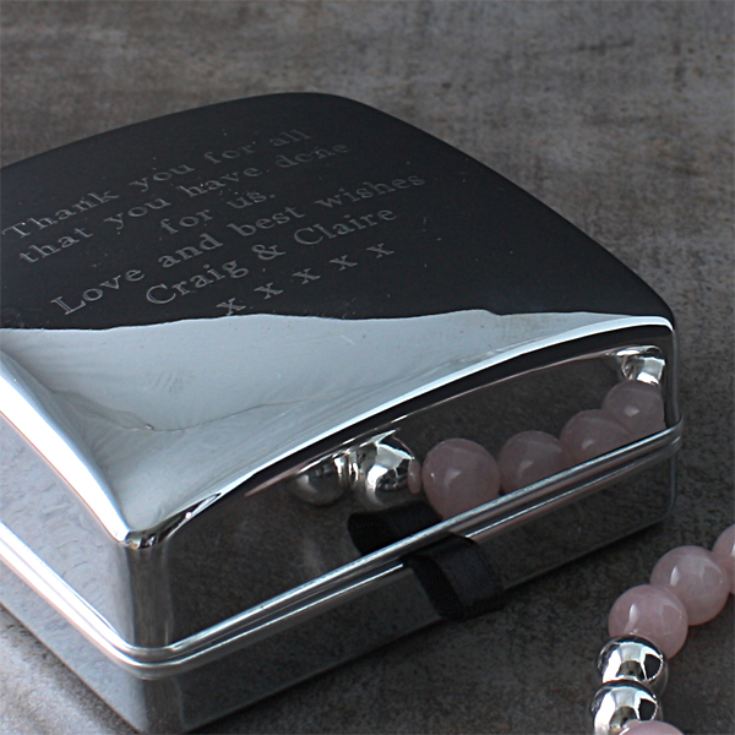 Rose Quartz Bracelet with Personalised Heart and Presentation Box product image