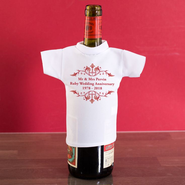 Personalised Ruby Anniversary Wine Bottle T-Shirt product image