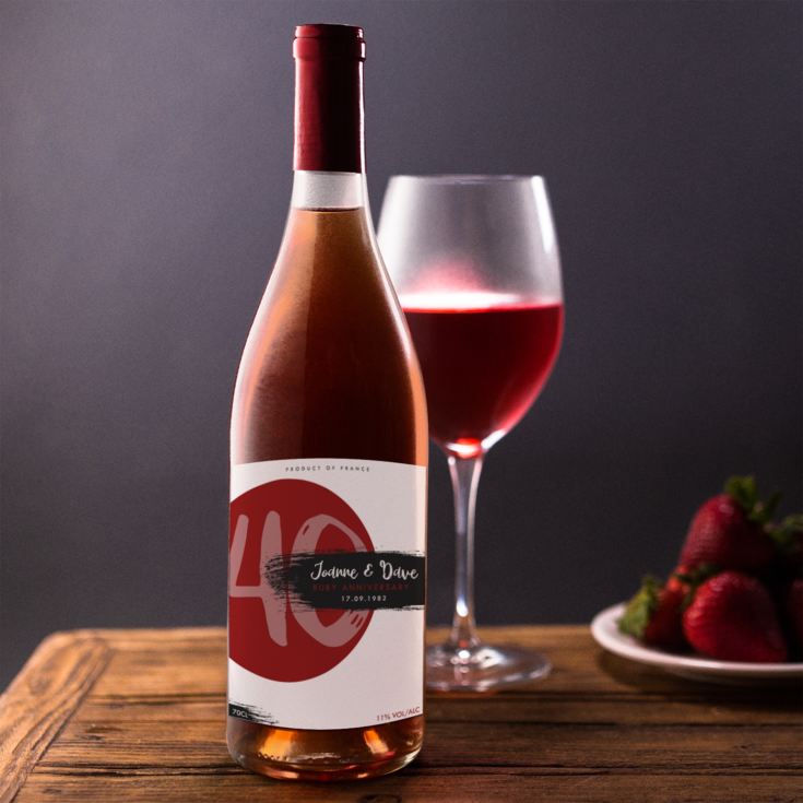 Personalised Ruby Anniversary Rose Wine product image