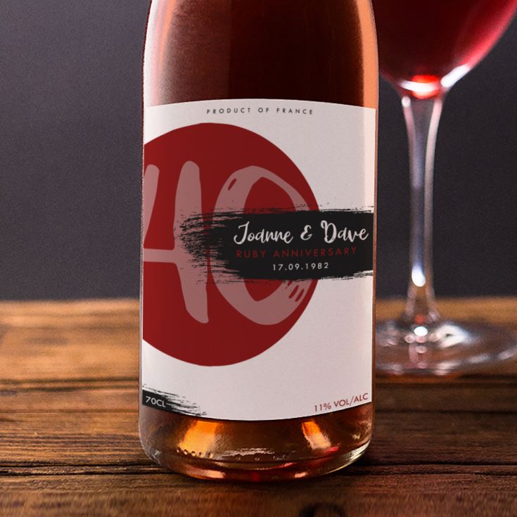 Personalised Ruby Anniversary Rose Wine product image