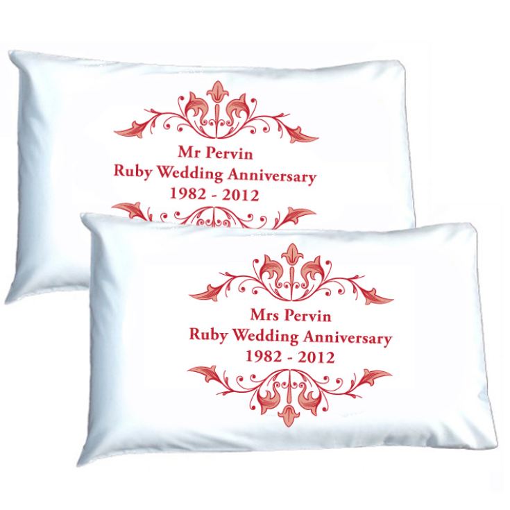 Personalised Ruby Anniversary Pillowcases product image