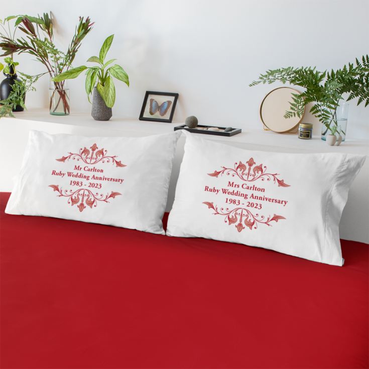 Personalised Ruby Anniversary Pillowcases product image