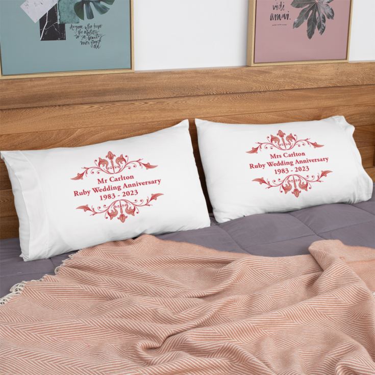 Personalised Ruby Anniversary Pillowcases product image