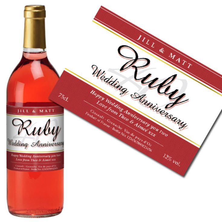 Personalised Ruby Wedding Anniversary Rose Wine product image